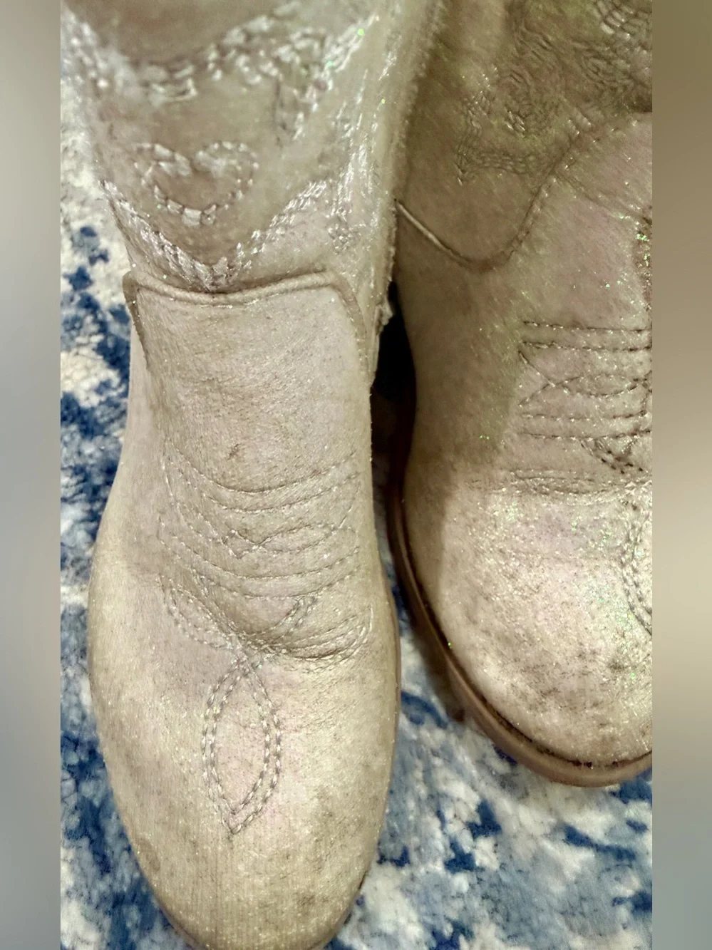 PAWZ Iridescent Pink Glitter Kids Western Boots